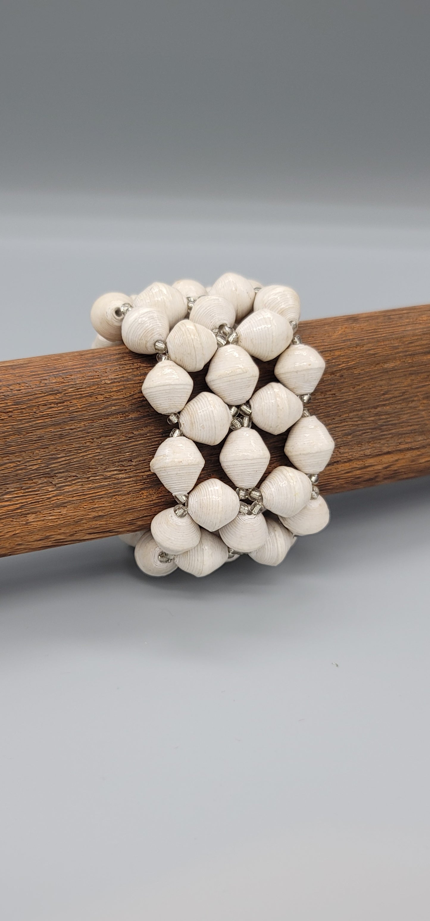 The Patricia Collection Handmade White Paper Bead Bracelet