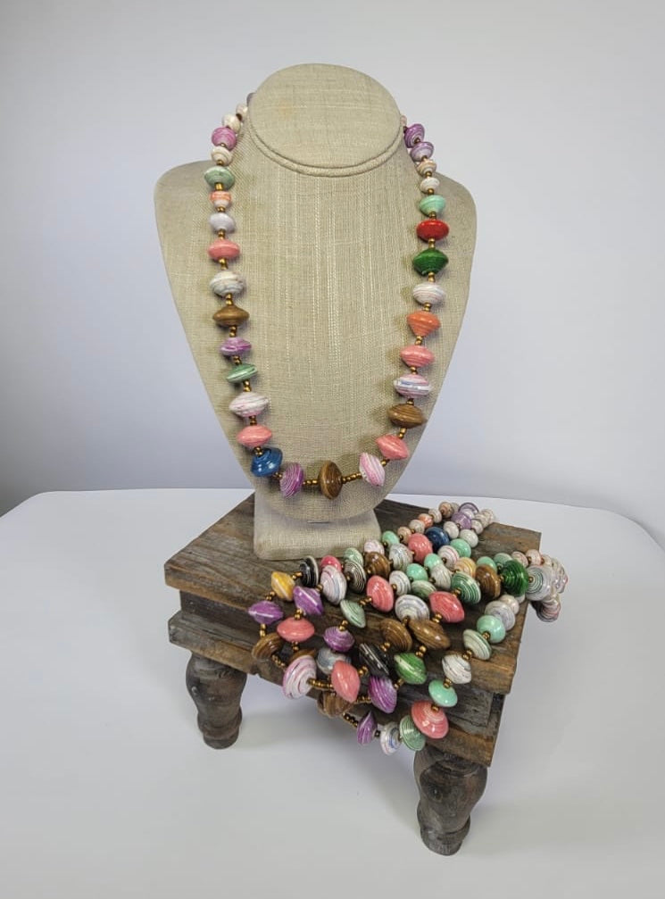 Patricia Collection Sphere and Starship Paper Bead Necklace
