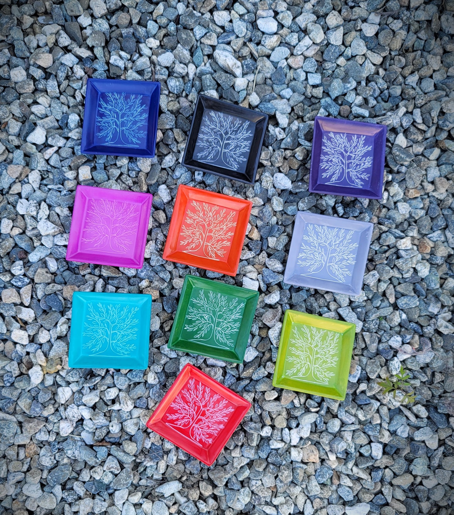 Soapstone Square Tree of Life Dish