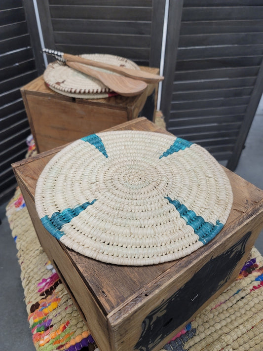 Turkana Collection Round Trivet Turquoise