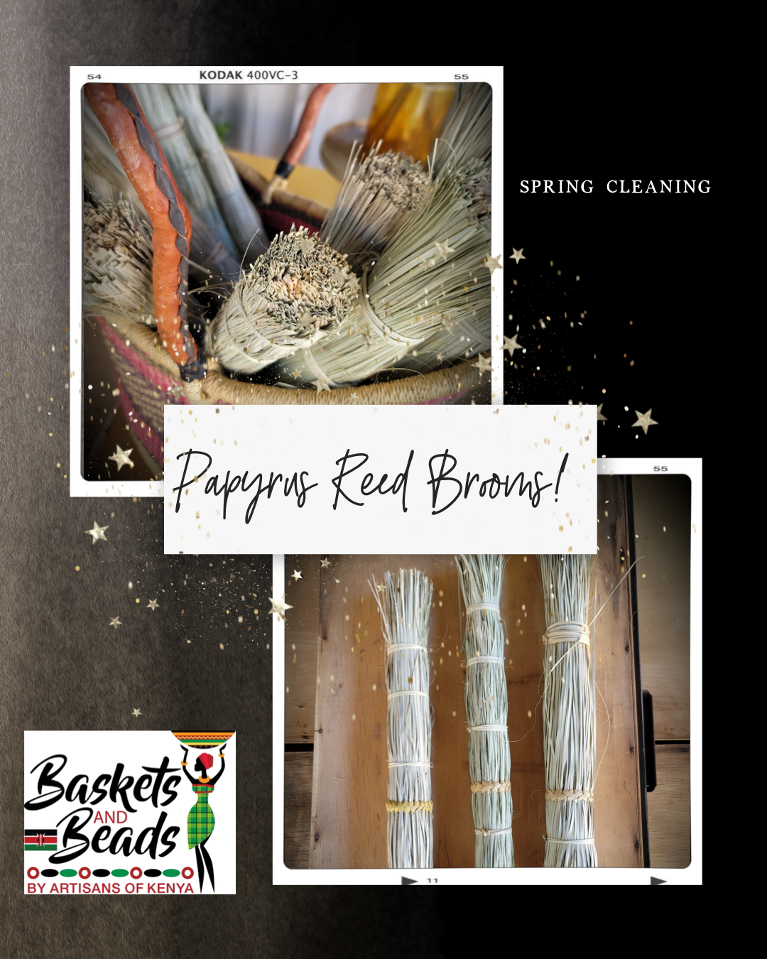Handmade Turkana Papyrus Reed Broom