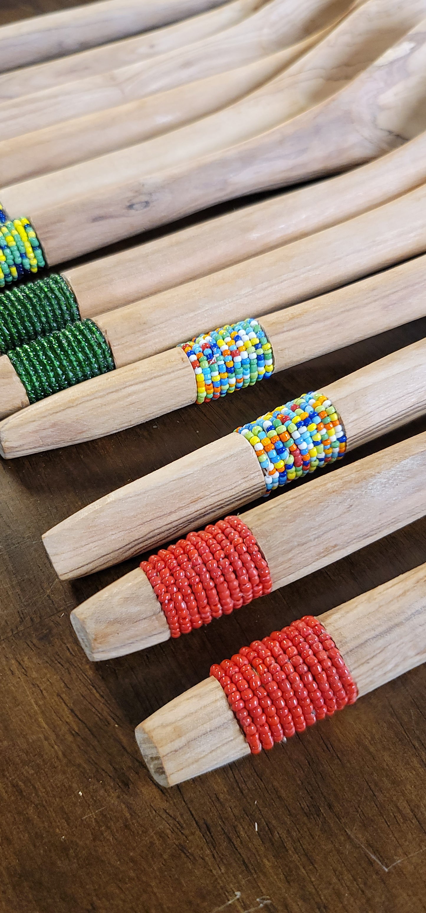 African Wooden Salad Server Spoon Set