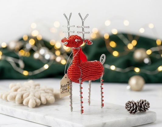 Handcrafted Beaded Reindeer Ornament