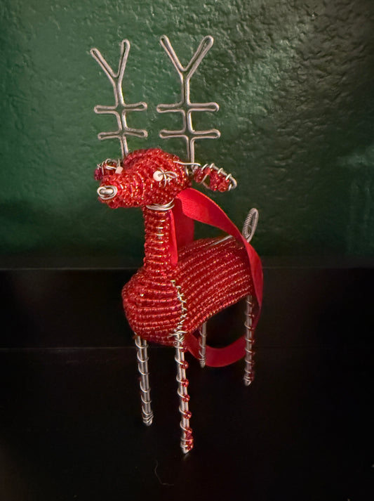 Handcrafted Beaded Reindeer Ornament