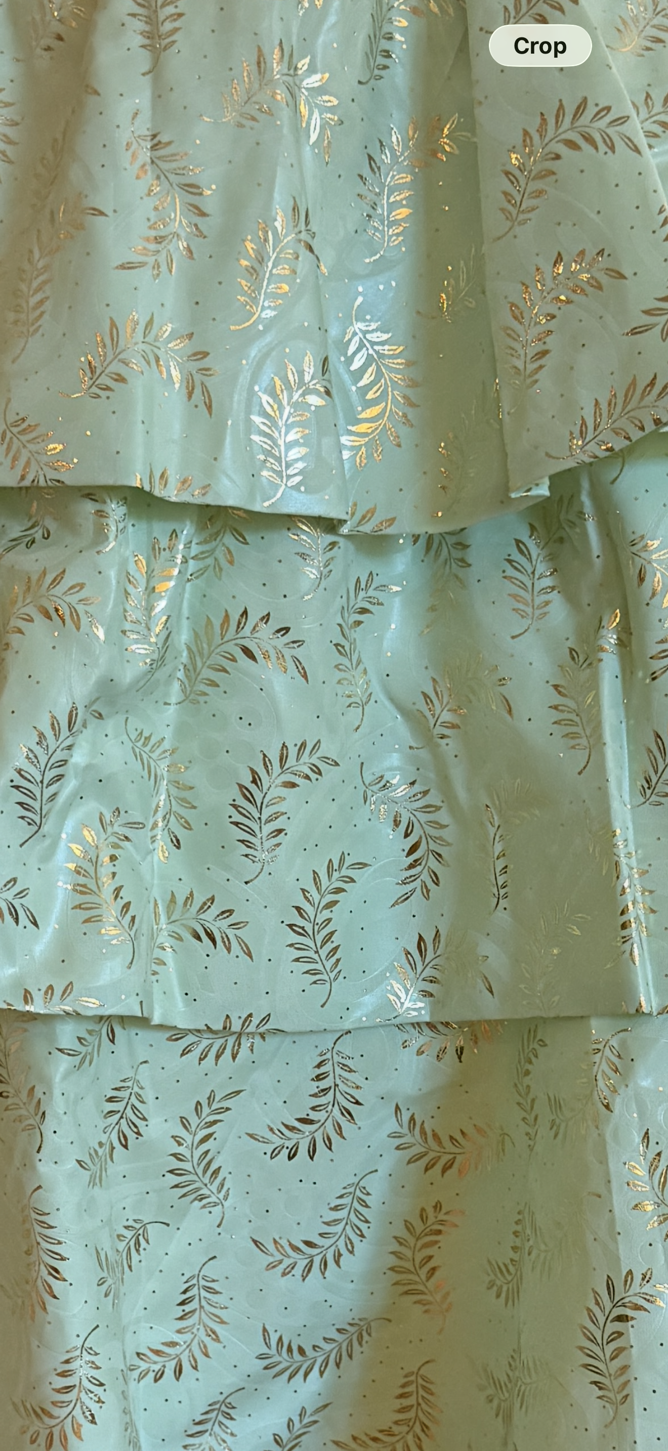 Handcrafted 3-Tier Skirt in Pale Mint & Gold