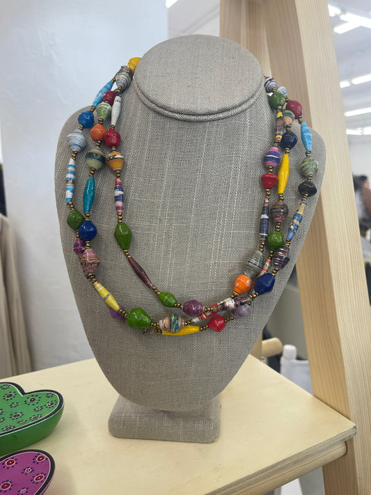 The Patricia Collection Handmade Long Paper Bead Necklace