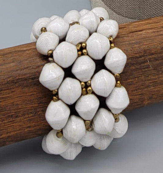 The Patricia Collection Handmade White Paper Bead Bracelet