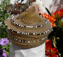 Load image into Gallery viewer, Handmade Round Seed Bead Basket with Lid