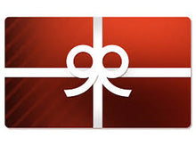 Load image into Gallery viewer, Picture of Shopify Gift card Faded red with white gift wrap ribbon and bow