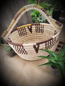 Hand Woven Turkana African Market Tote - Shopping Basket with Handle